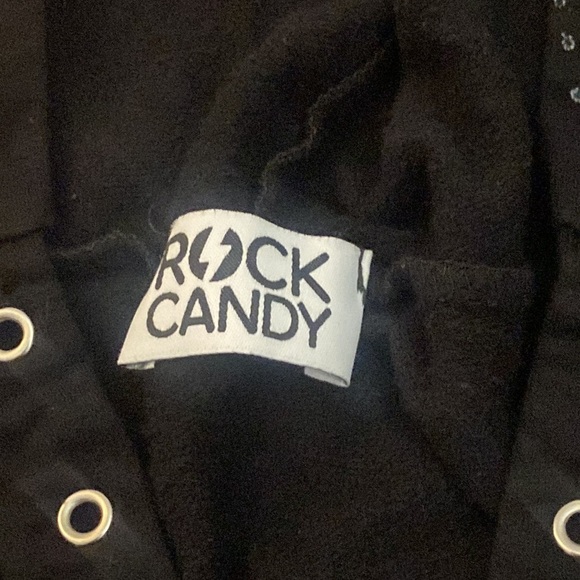 Rock Candy Girl’s Black Hoodie With White and Gold Splatter Size L - Picture 4 of 6